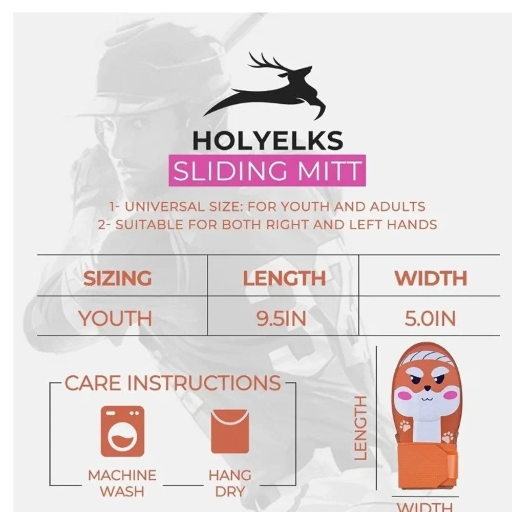 NWT HolyElks Baseball Sliding Mitt, Glove Softball Guard, Ergonomic Design Youth